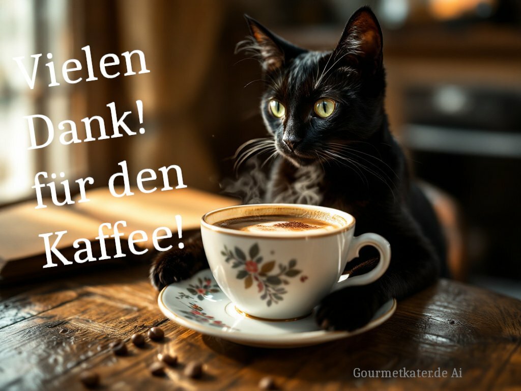 Kater mit Kaffee-Tasse