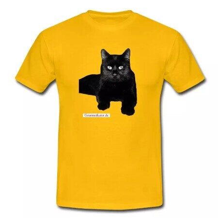 Gelbes T-Schirt mit schwarzem Kater